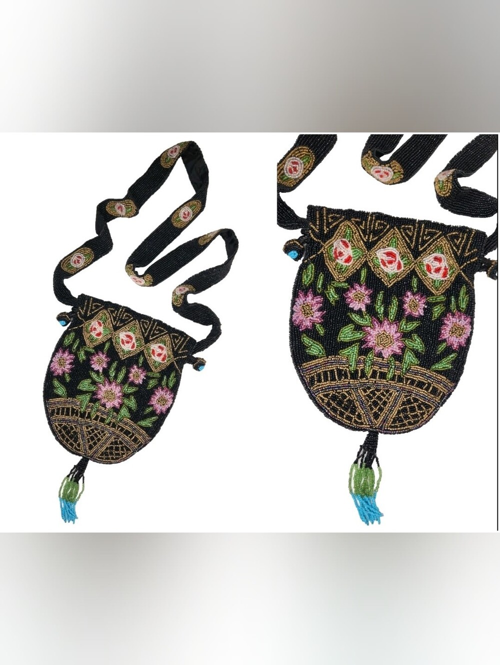 Vintage Heavily BEADED SILK Purse Shoulder Bag Wedding Bridal Glam FLAPPER Style